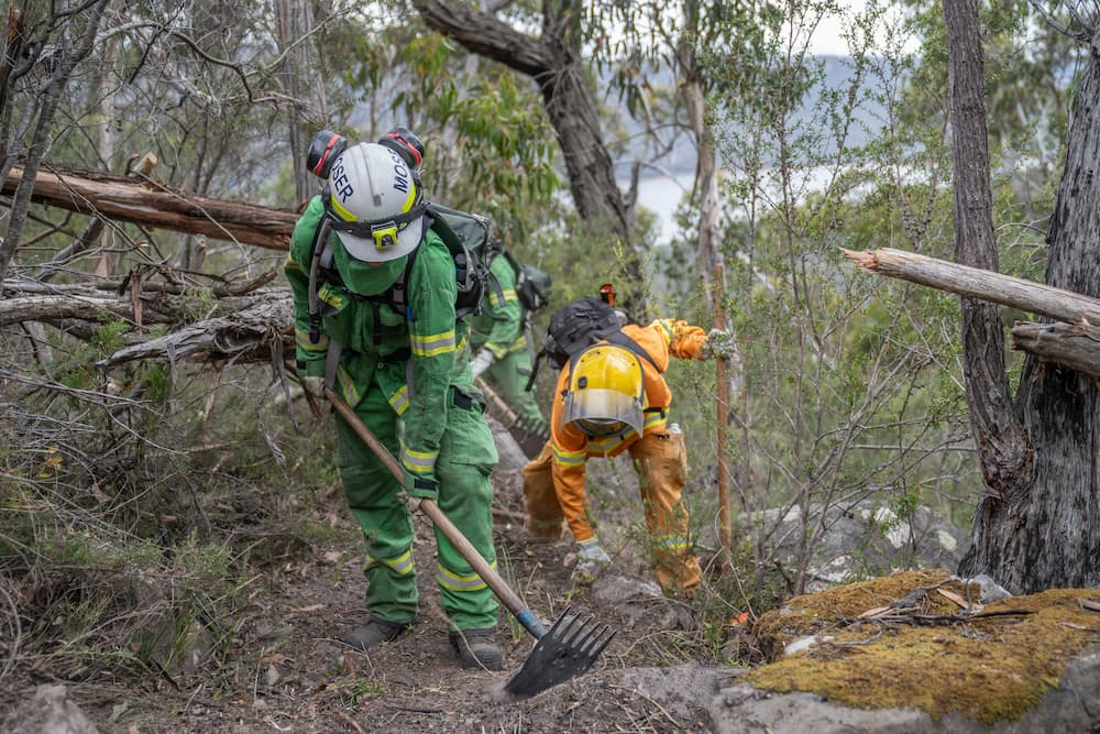 FFMVic and CFA firefighters fighting the fire at Grampians (Gariwerd) National Park Bushfire in late December